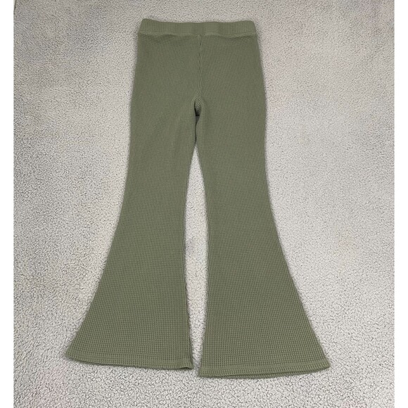 Aerie Waffle Knit Flare Leggings Women M Green Boho Festival Lounge - Picture 5 of 10